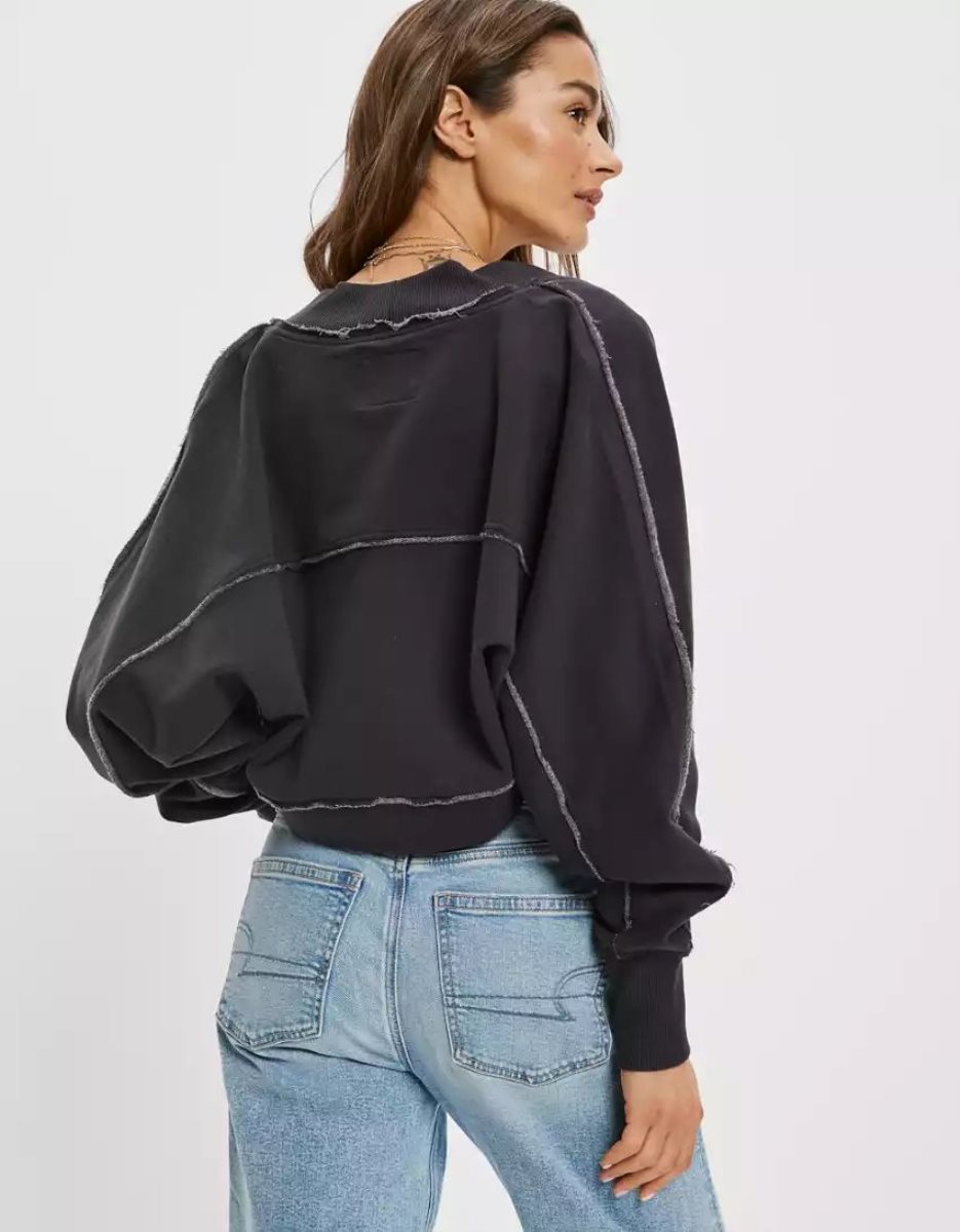 Sweats American Eagle AE Cropped Shrug Noir Femme | KWM-85768564